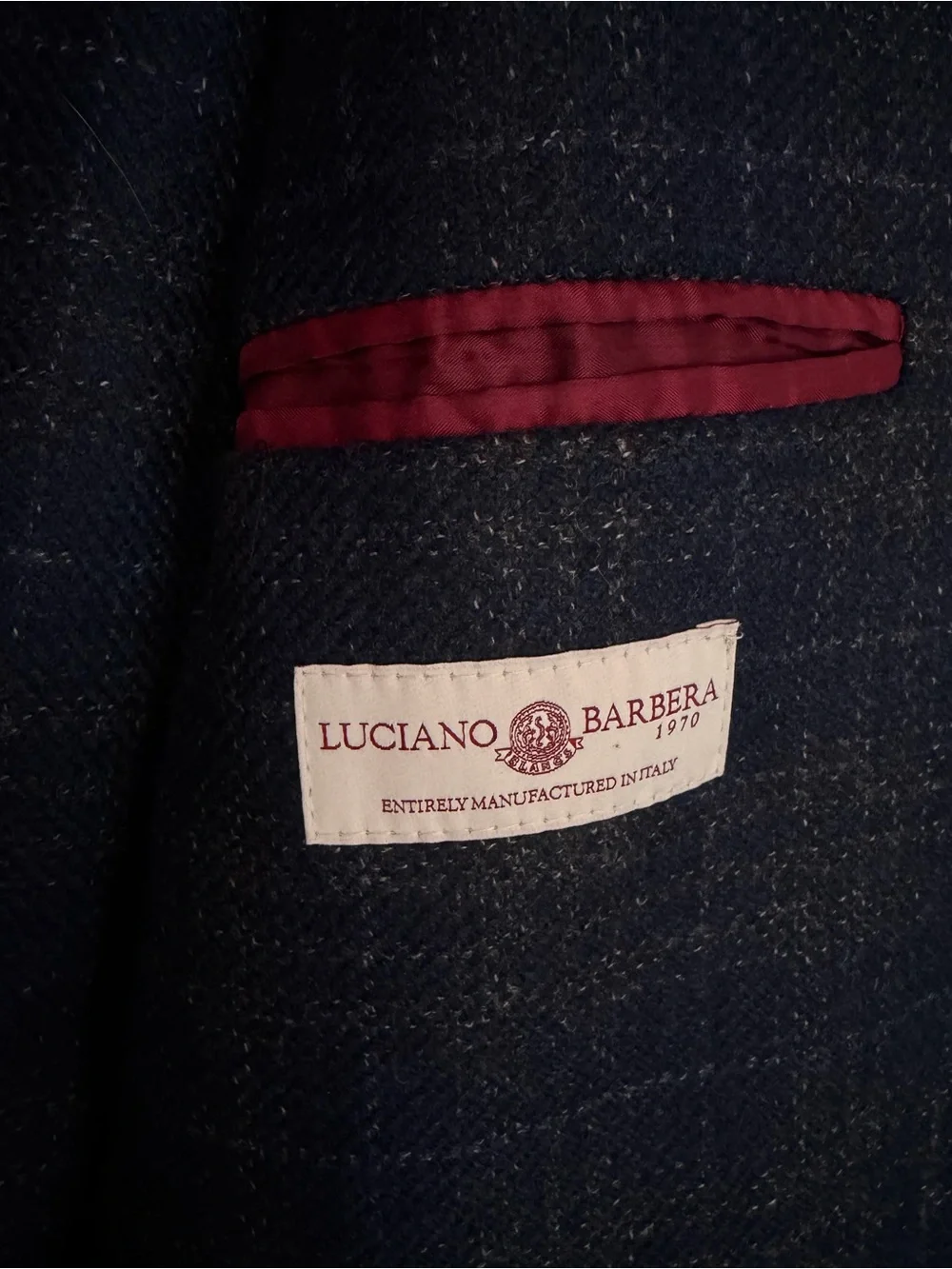 Men’s Luciano Barbera Dark Blue Plaid Sport Coat Size 52 (42 US) Made in Italy